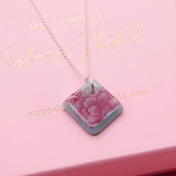 Robins Egg Blue glass tile necklace