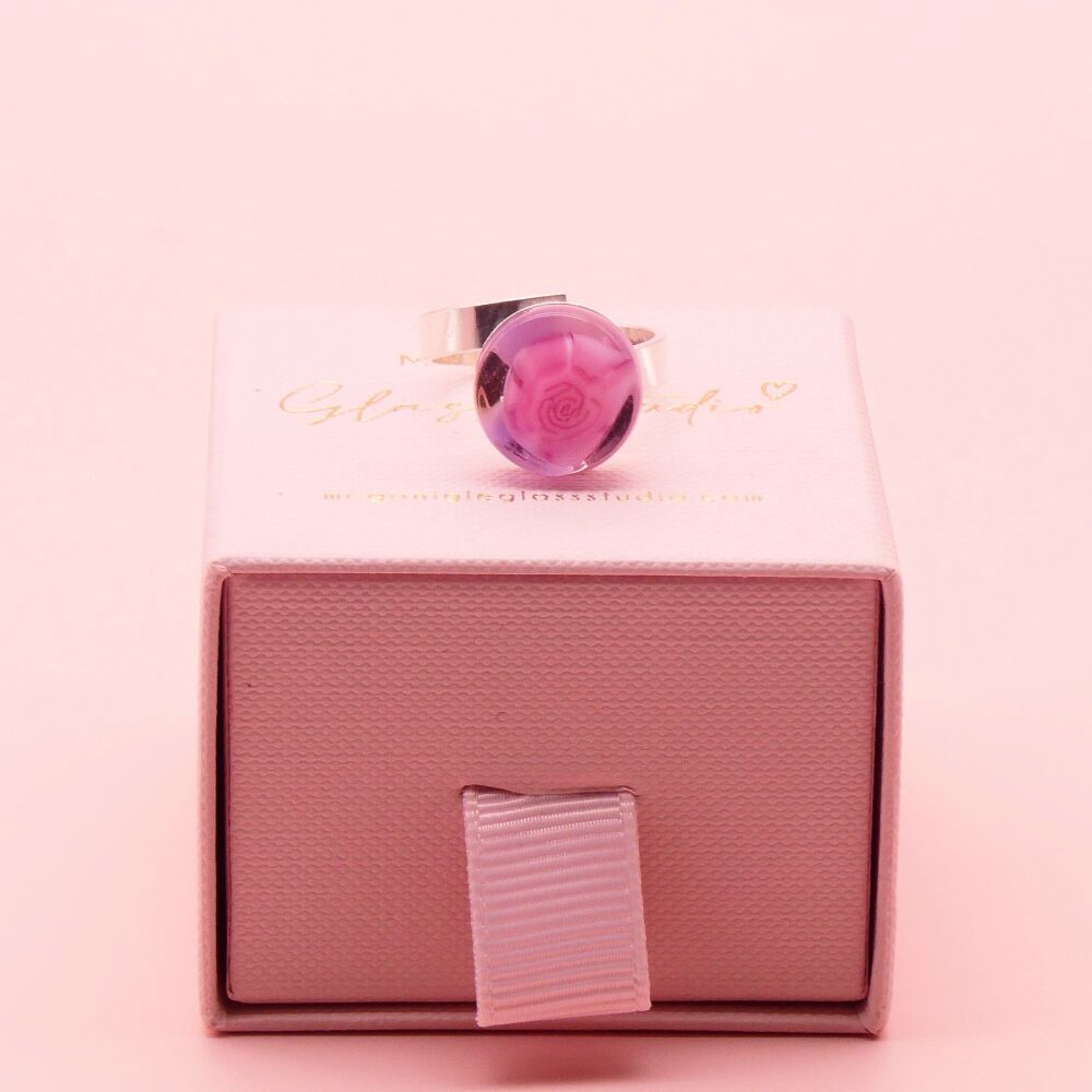 Pink and purple Glass Ring S/M/L