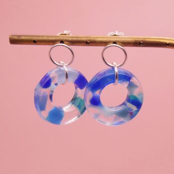 Blue Confetti earrings on Sterling Silver.