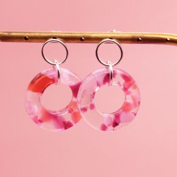 Pink Confetti earrings on Sterling Silver.