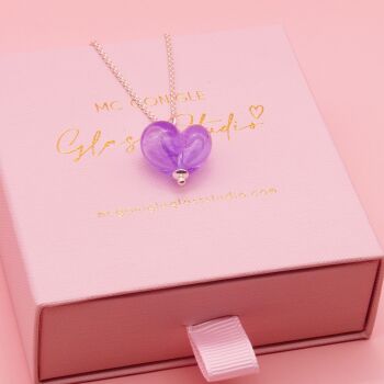 Lilac glass Heart Necklace