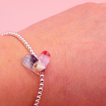 Pastel glass and silver bracelet