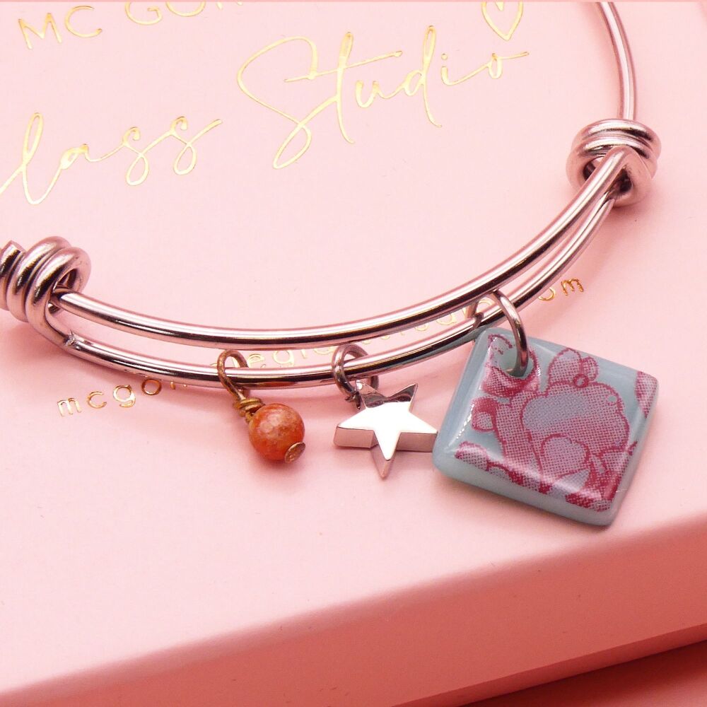 Turquoise Tile On a Silver Plated Bangle