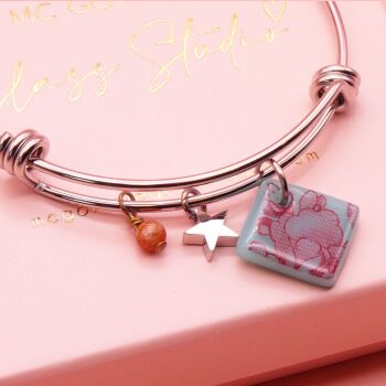 Turquoise Tile On a Silver Plated Bangle