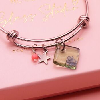 Green Tile On a Silver Plated Bangle