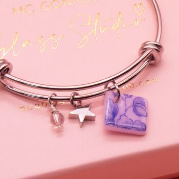 Pink Tile On a Silver Plated Bangle