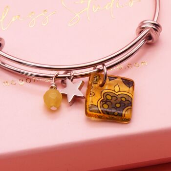 light Amber Tile On a Silver Plated Bangle