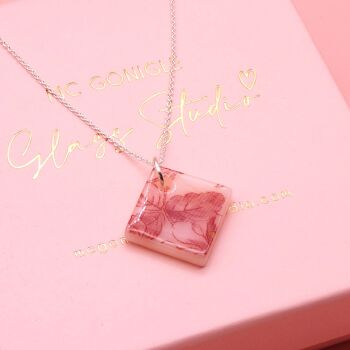 Light Peach glass tile necklace