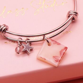 Light Peach Tile On a Silver Plated Bangle