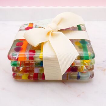 New! Confetti and stripe Glass Coasters