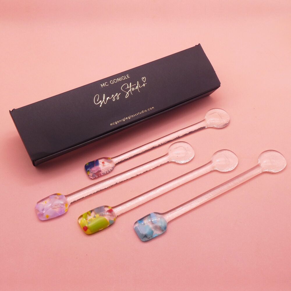 Glass Swizzle Stick set of 4