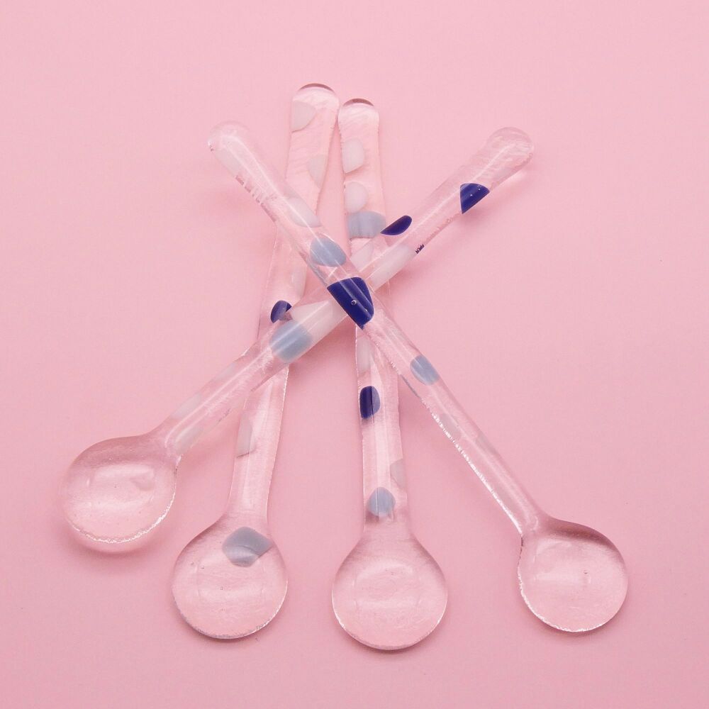 New! Confetti Glass Swizzle Sticks- Blue (set of 4)