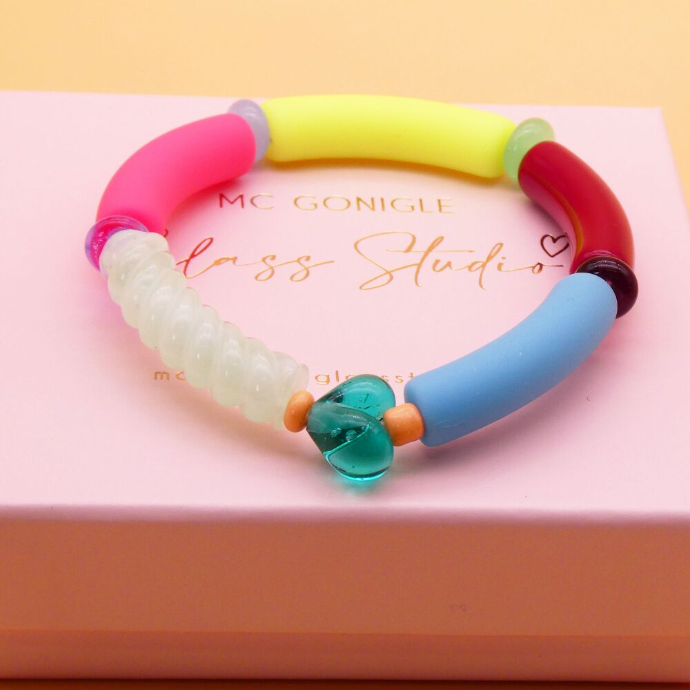 Children's Tube Bracelet: Turquoise heart