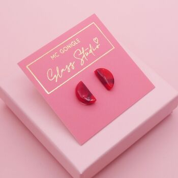 Small Geo studs in Red