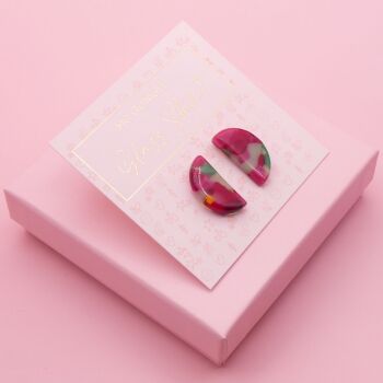 Large Pink and Green Geo studs
