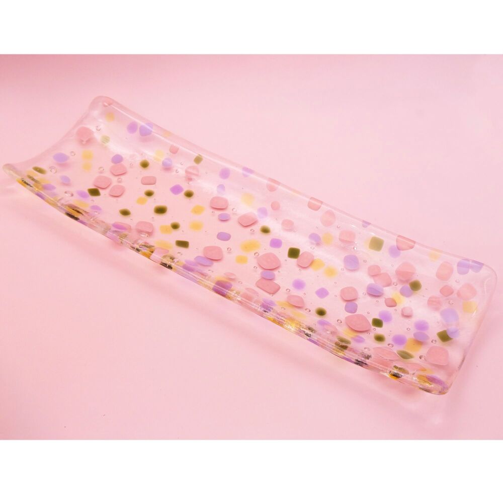 Fused glass pastel confetti Sweet dish