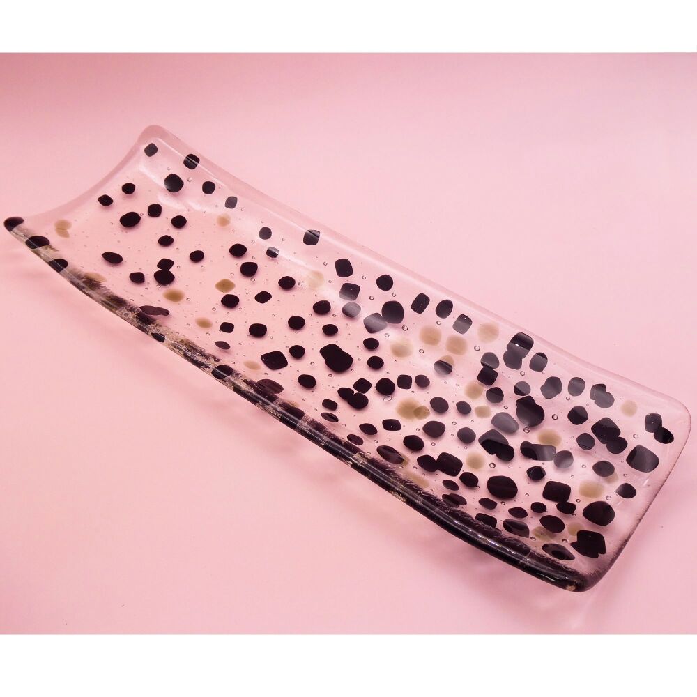 Fused glass monochrome confetti Sweet dish