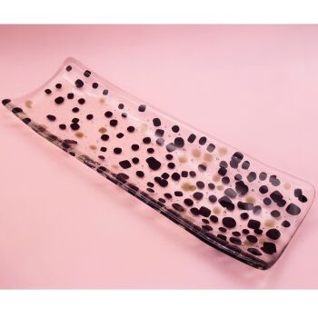 Fused glass monochrome confetti Sweet dish