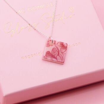 Light Peach glass tile necklace