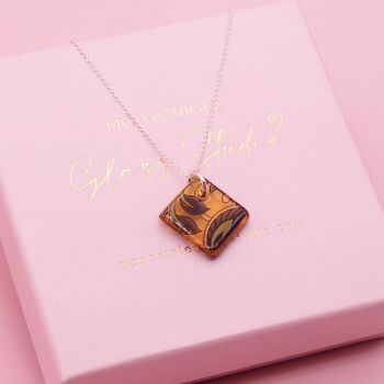 Light Amber glass tile necklace