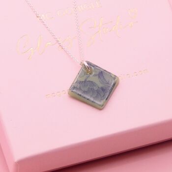 Pistachio Green glass tile necklace