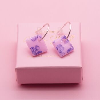 #2 Pink tile hoop earrings-Gold/Silver