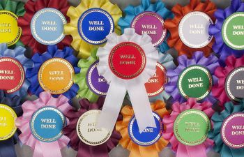 Mini Winner/Well Done/Clear Round Rosettes. Pack of 30 or 50 Assorted