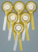 Gold Spangle Star 2-Tier Rosettes, Set x 6 Special, Well Done or CR