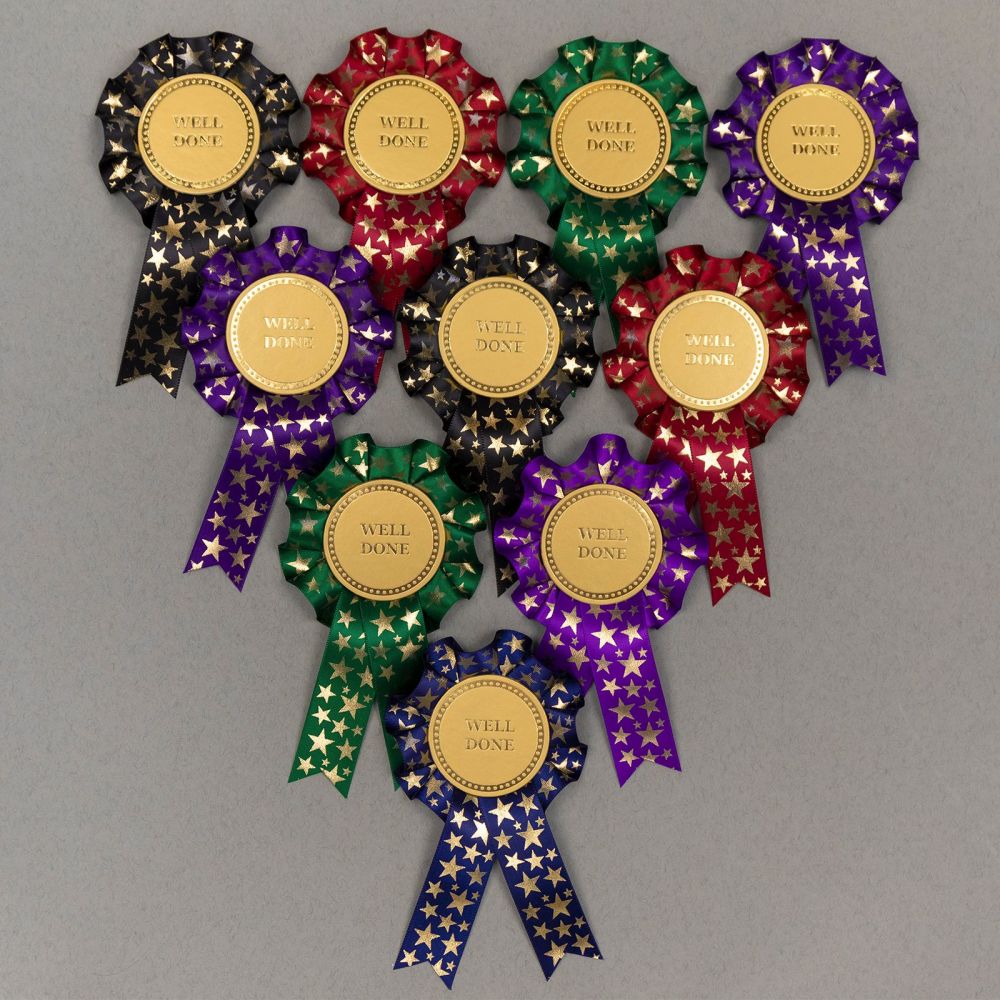 Winter Star Mini Winner/Well-Done Rosettes x 10. Shows, Party Games etc    