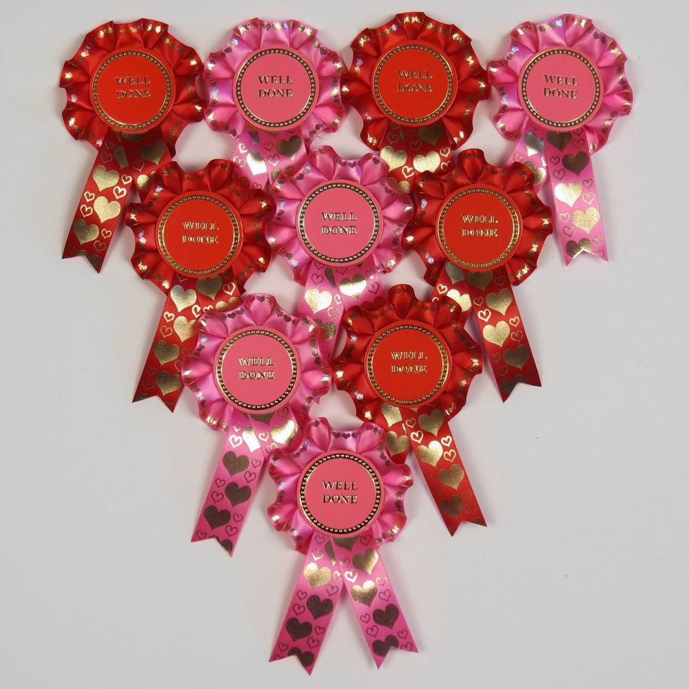 Christmas Mini Winner/Well-Done Rosettes x 10. Shows, Party Games etc     