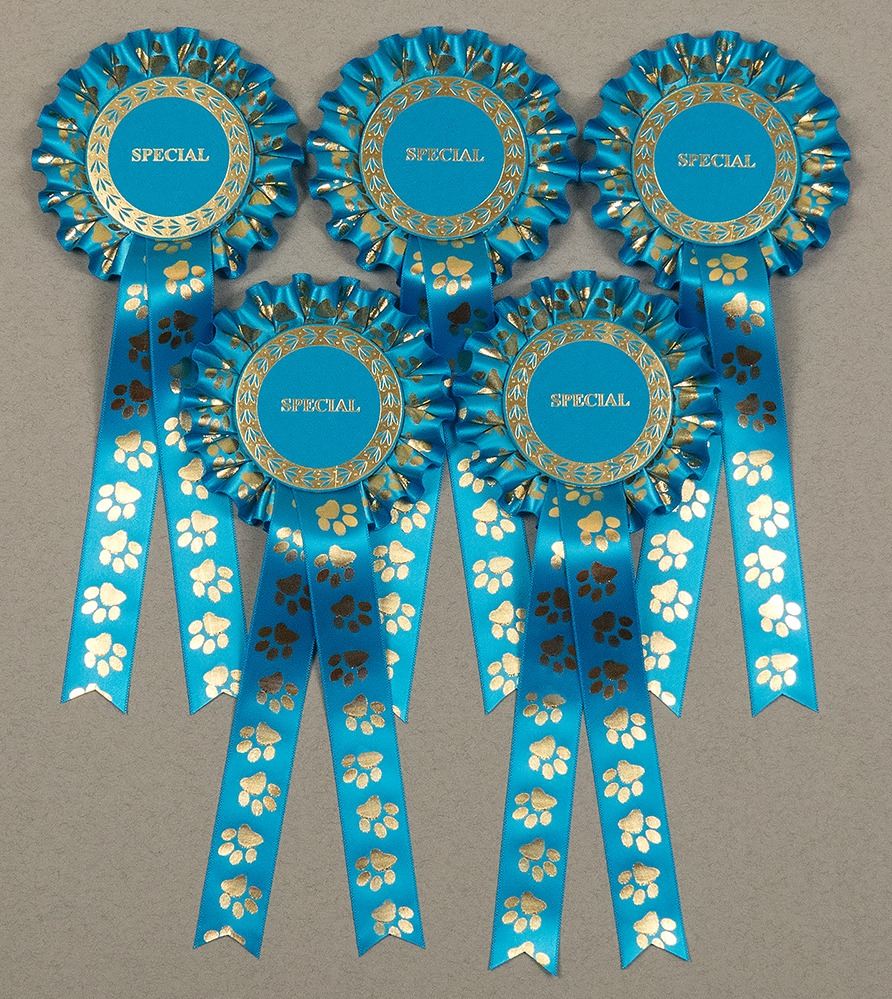 Paw Print Large 1-Tier Rosettes, set of 5, Turquoise, Pink or Plum purple