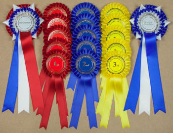 Complete Show Set 1 - 32 LARGE Personalised Rosettes 10 Sets 1st-3rd, or 42 rosettes (1st-4th etc)