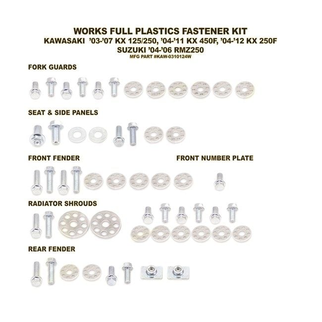 PLASTICS BOLT & WASHER KIT KAW-0310124W (355)