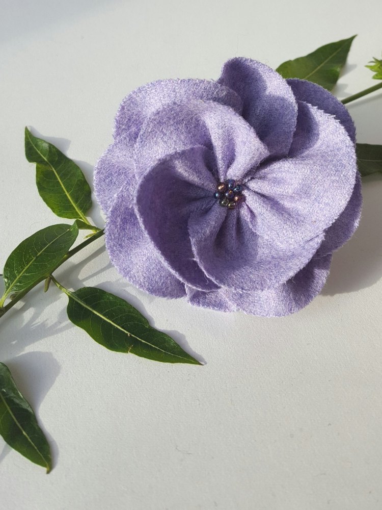 Dark Eau de Nil Mix British Tweed Wool Corsage - Handcrafted Fabric Brooch