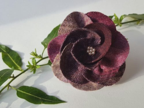 Lavender Mix British Tweed Wool Corsage - Handcrafted Fabric Brooch