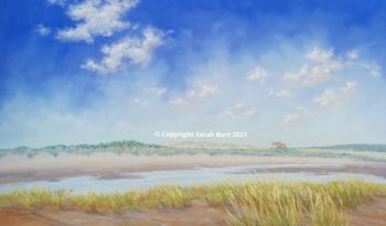 SOLD -  Pastel Painting - Across the Marshes to the Dunes - Brancaster (Collection in Person Only)