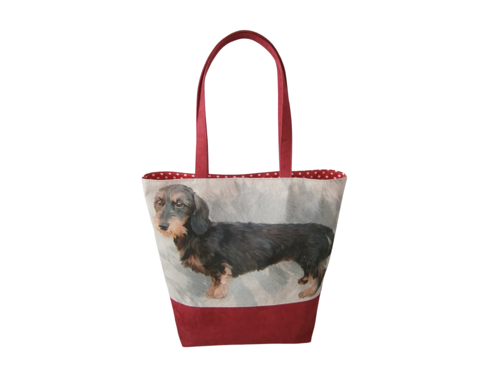 Dachshund Red Faux Suede Tote Bag