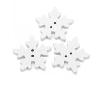 25mm White Snowflake Buttons