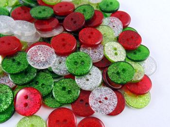 Christmas Mix Glitter Buttons