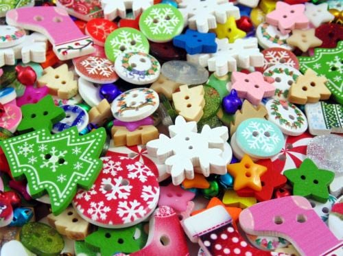 50g Christmas Mixed Buttons & Embellishments
