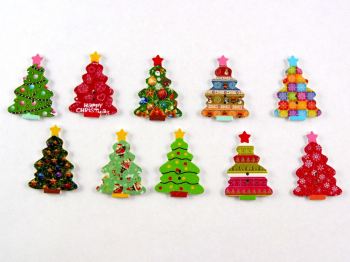 35mm Christmas Tree Buttons 