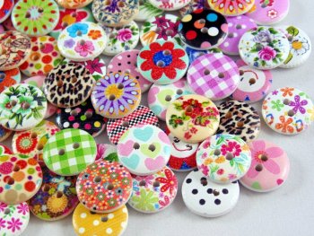 15mm Round Wooden Mixed Buttons
