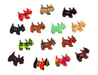 27mm Wooden Patterned Dog Buttons