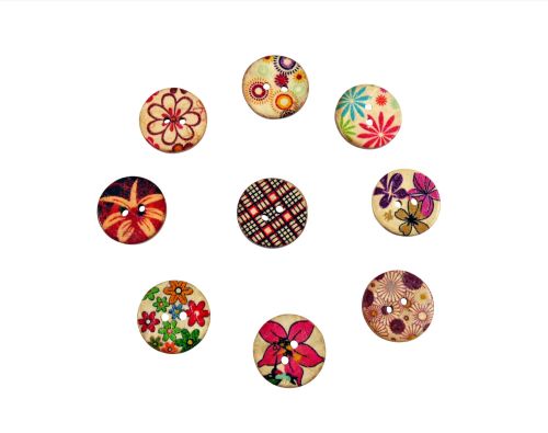 20mm Round Print Coconut Buttons