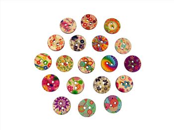 20mm Round Retro Print Buttons