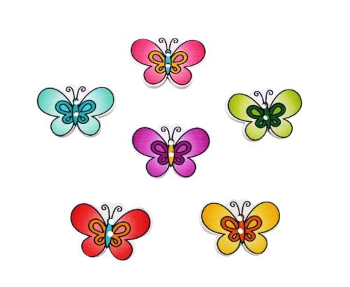 30mm Wooden Rounded Butterfly Buttons