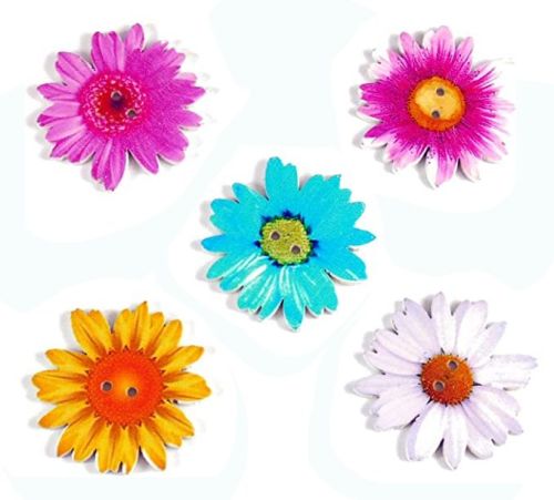 35mm Wooden Daisy Flower Buttons