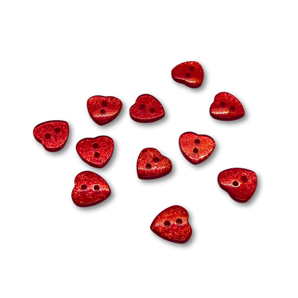 Red Glitter Heart Buttons