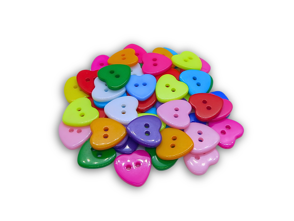 15mm Mixed Heart Buttons (20)