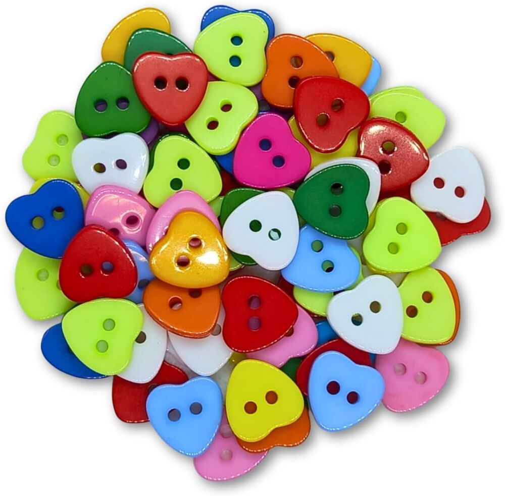 12mm Mixed Heart Buttons